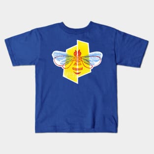 Be safe - Save Bees linocut Kids T-Shirt